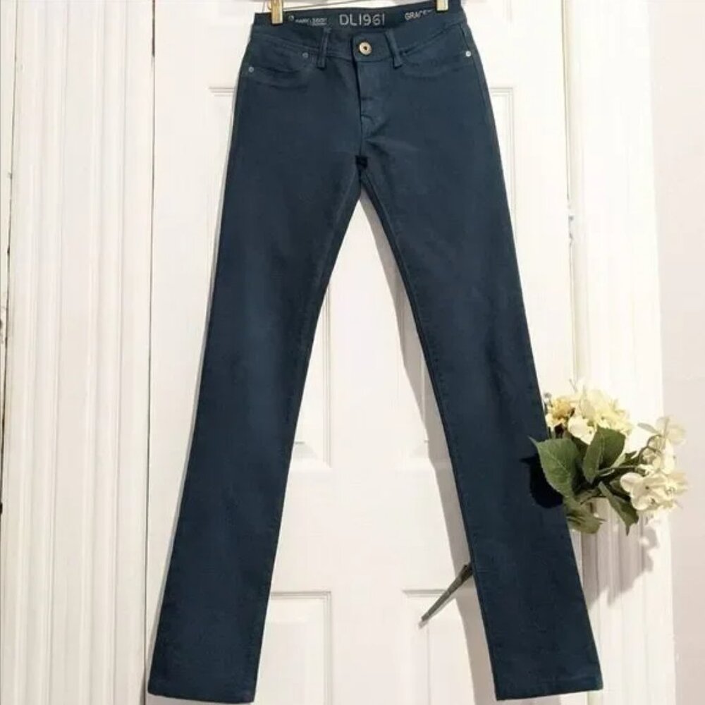 DL1961 Grace High Rise Straight Jeans Jade Teal